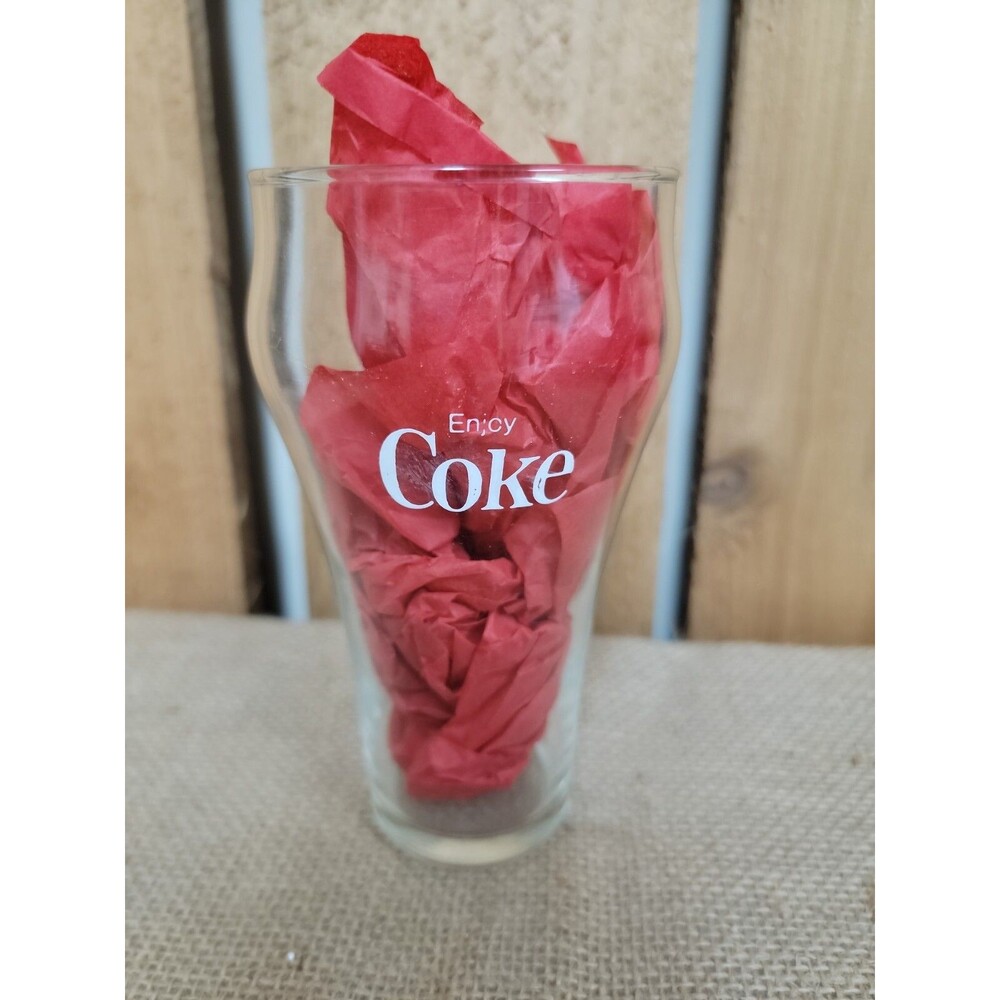 Enjoy COKE Coca Cola Clear Drinking Soda Glass Vintage